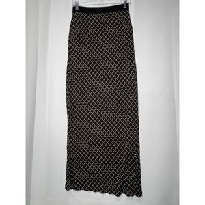 Y2K Bobeau Black Cream Diamond Print Maxi Skirt‎ Elastic Waist Goth Punk Grunge